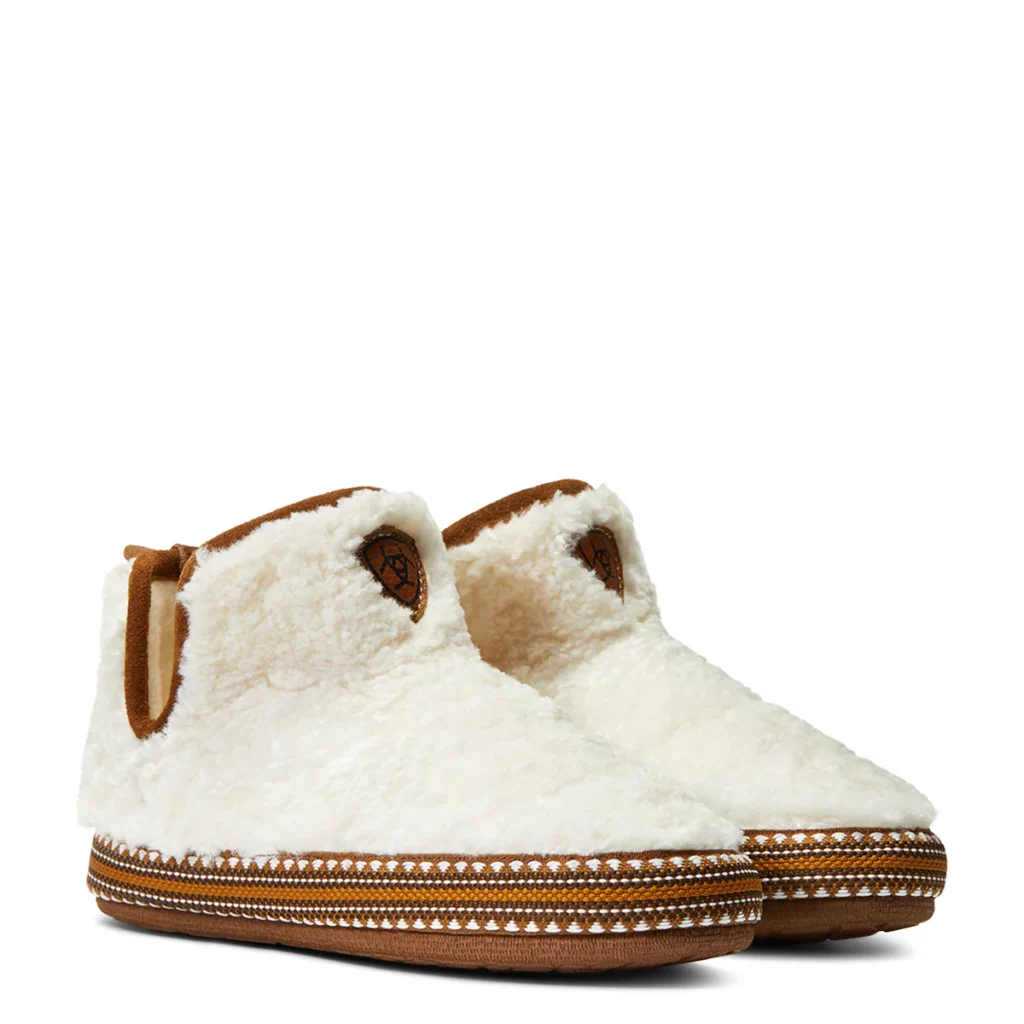Furry Ariat bootie slippers in white 