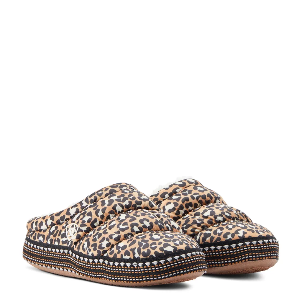 Ariat puffy slippers in leopard print