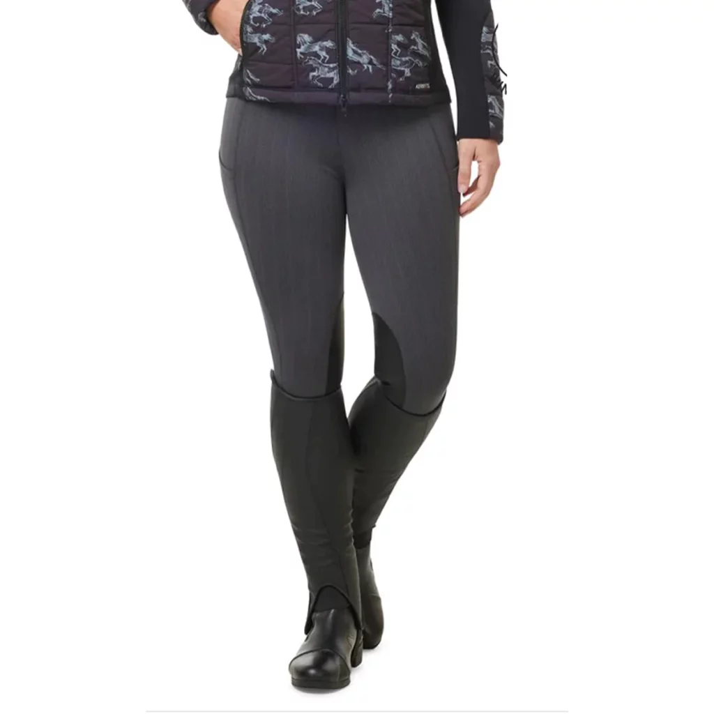Dark grey riding tights with black knee patches 