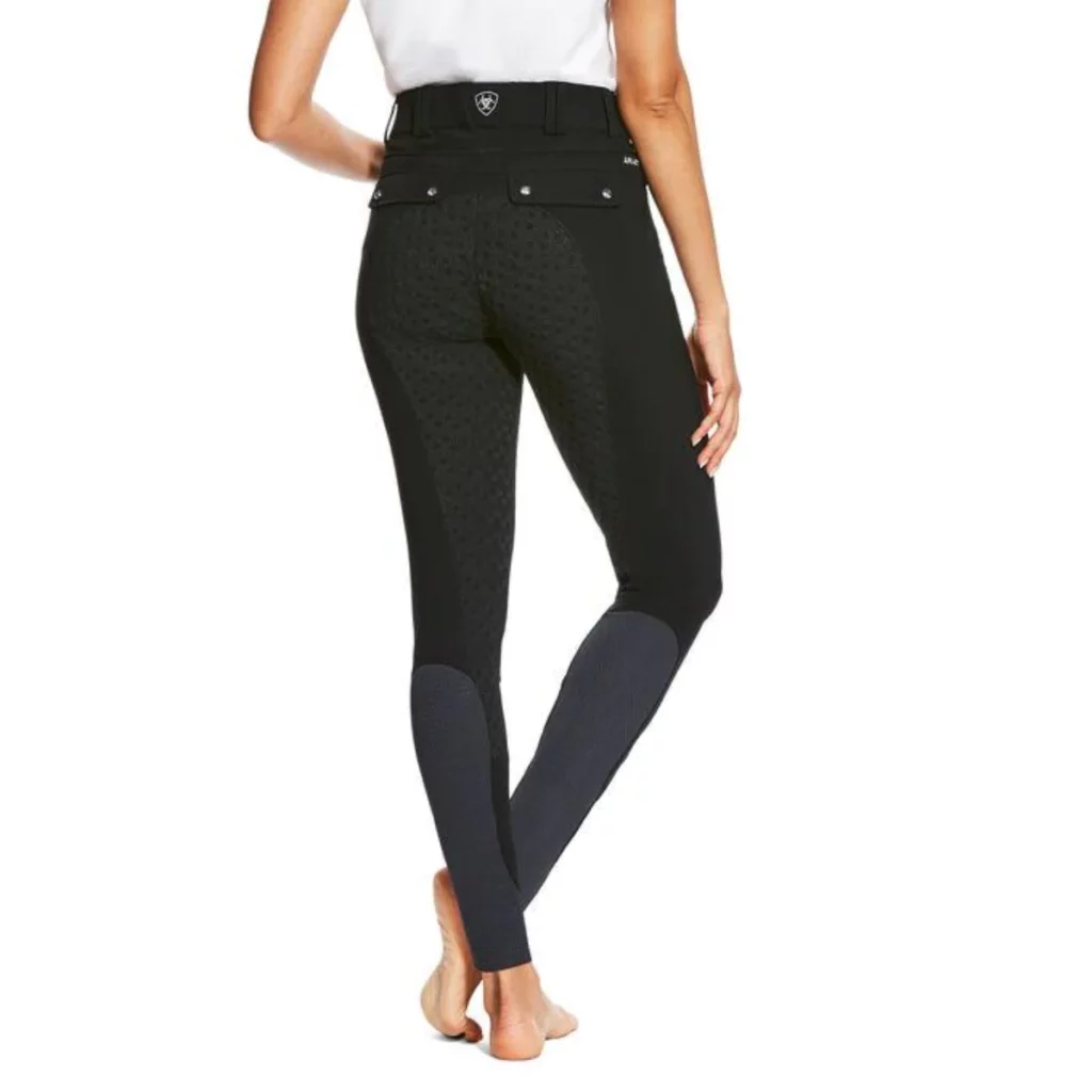 black breeches with a full-seat grip on a female model