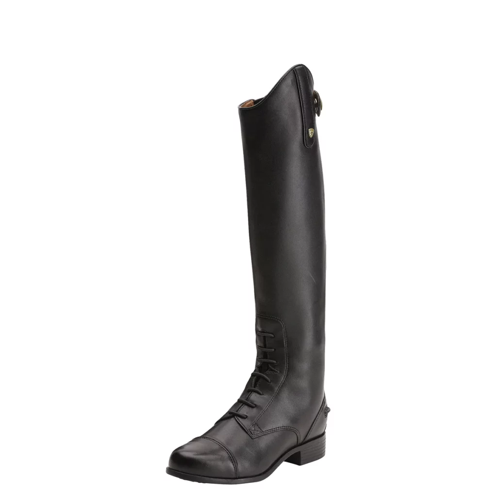 Black lace-up field tall boot for a child