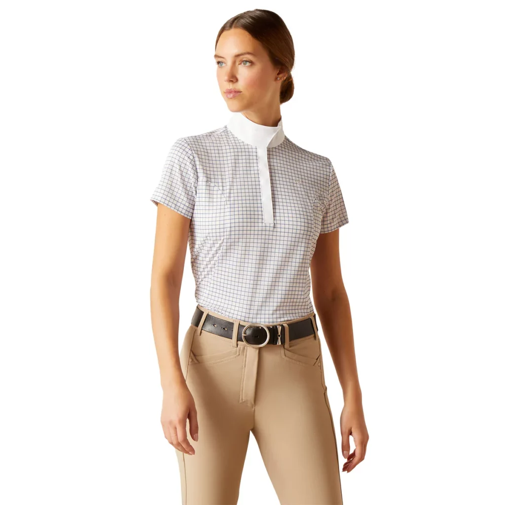 White collared show shirt with check pattern