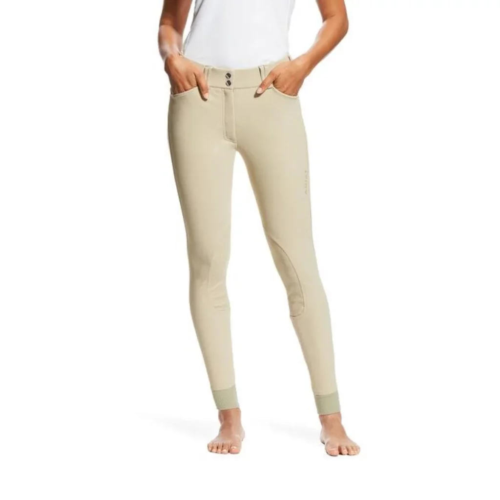 Tan riding breeches with knee patches