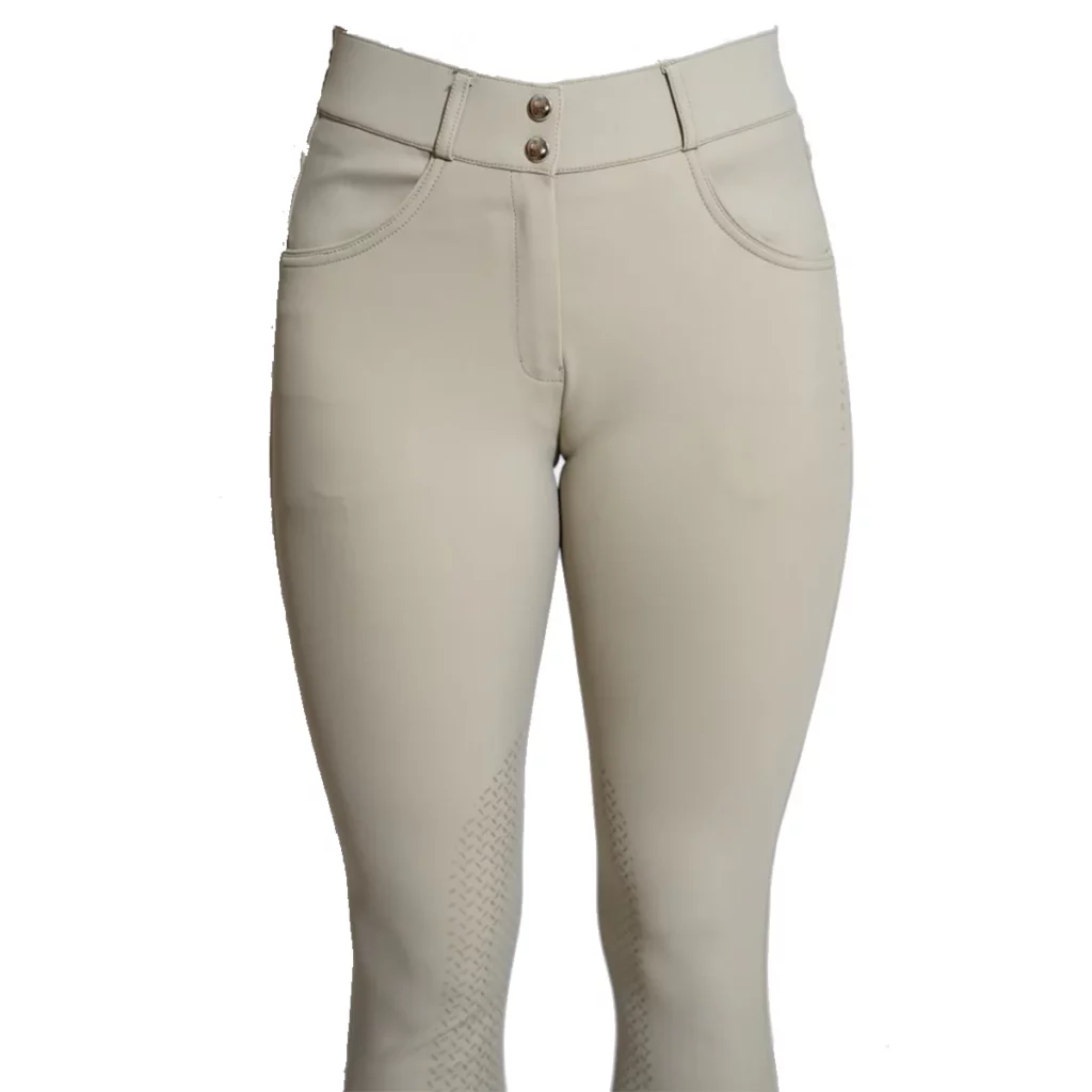 Beige riding breeches with knee patches