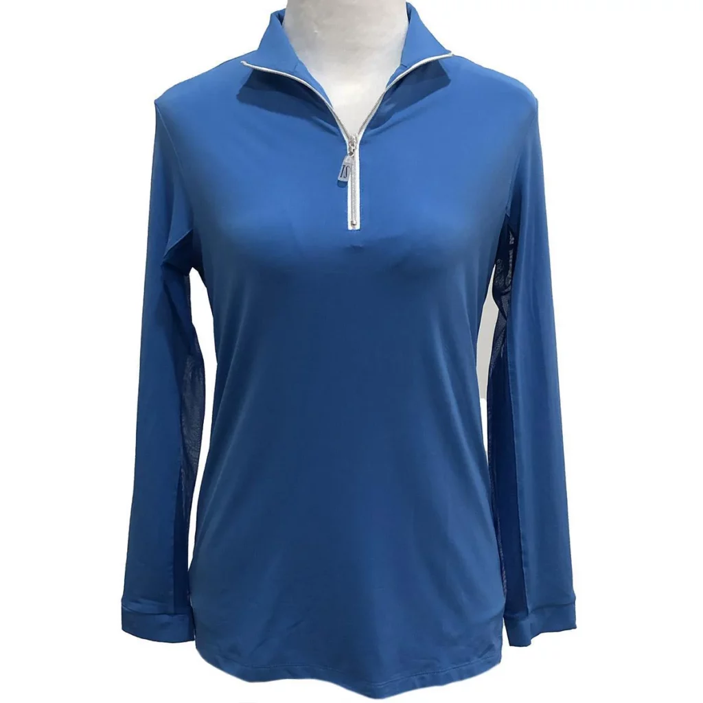 Blue long-sleeve 1/4 zip sun shirt