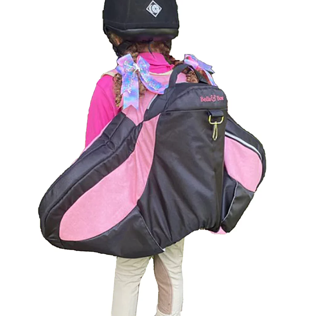 Pink and Black Belle and Bow Equestrian Saddle Back Pack