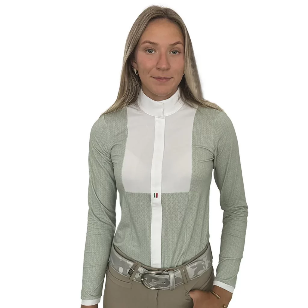 For Horses Women's Alina Long Sleeve Show Shirt in Sage Bit